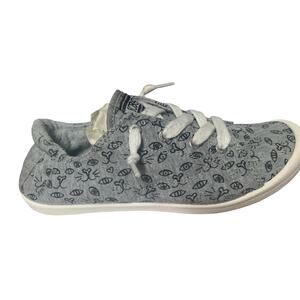 BOBS from Skechers Women’s Beach Bingo Eye Doodle Gray Canvas Sneakers Sz 8